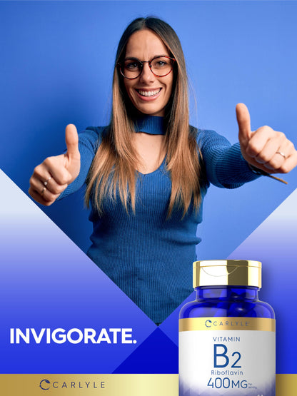 Carlyle Vitamin B-2 400mg – 180 Count – Non-GMO & Gluten Free | B2 Riboflavin Supplement