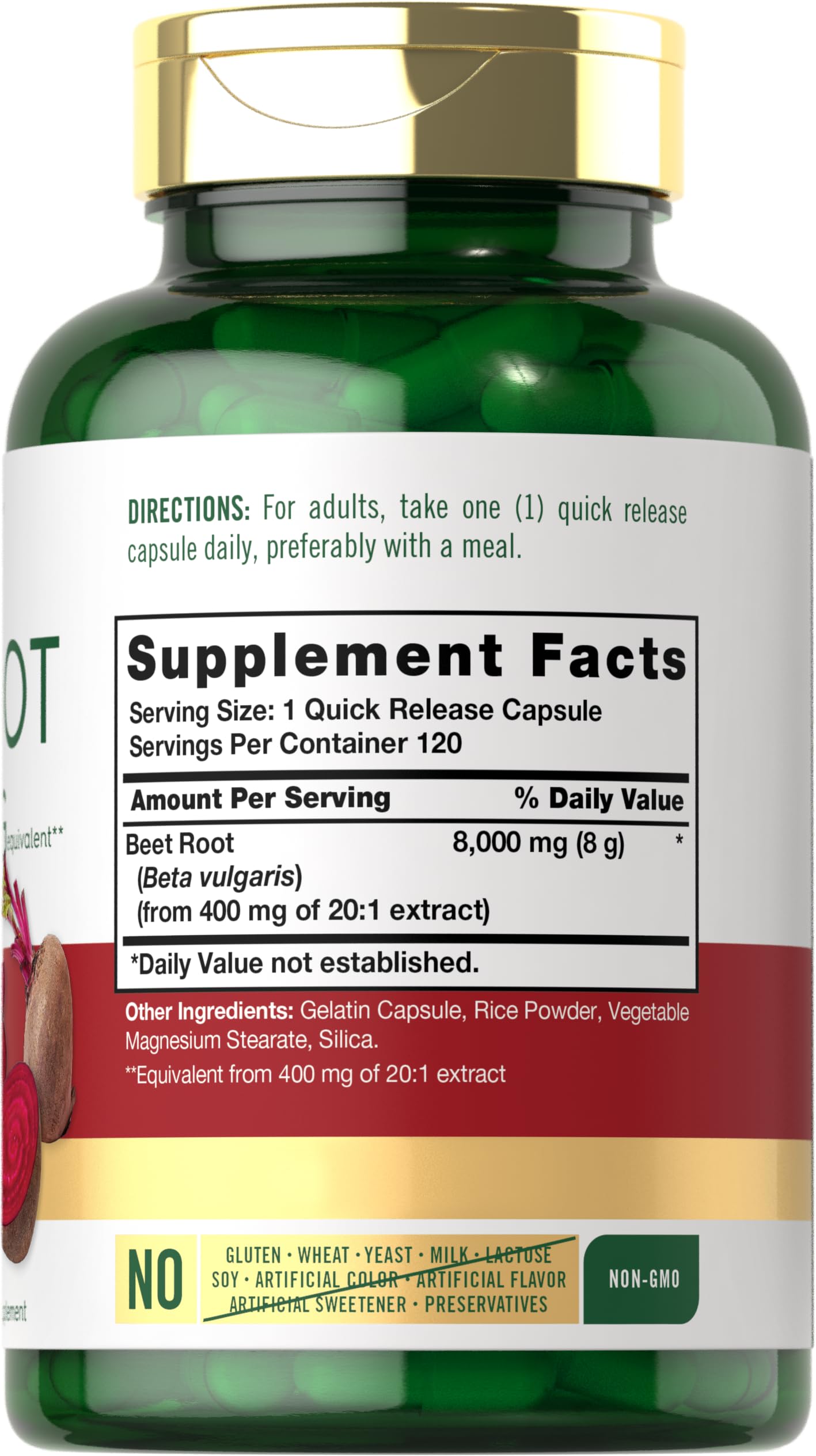 Carlyle Beet Root Capsules | 8000 mg | 120 Count | Non-GMO and Gluten Free Supplement