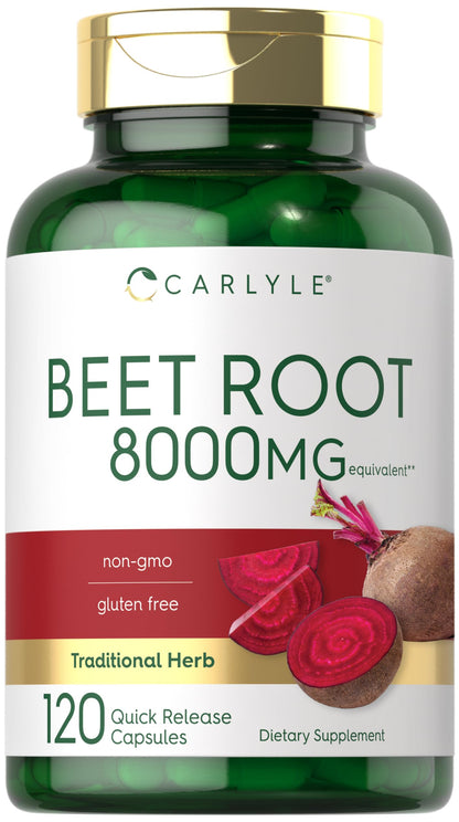 Carlyle Beet Root Capsules | 8000 mg | 120 Count | Non-GMO and Gluten Free Supplement