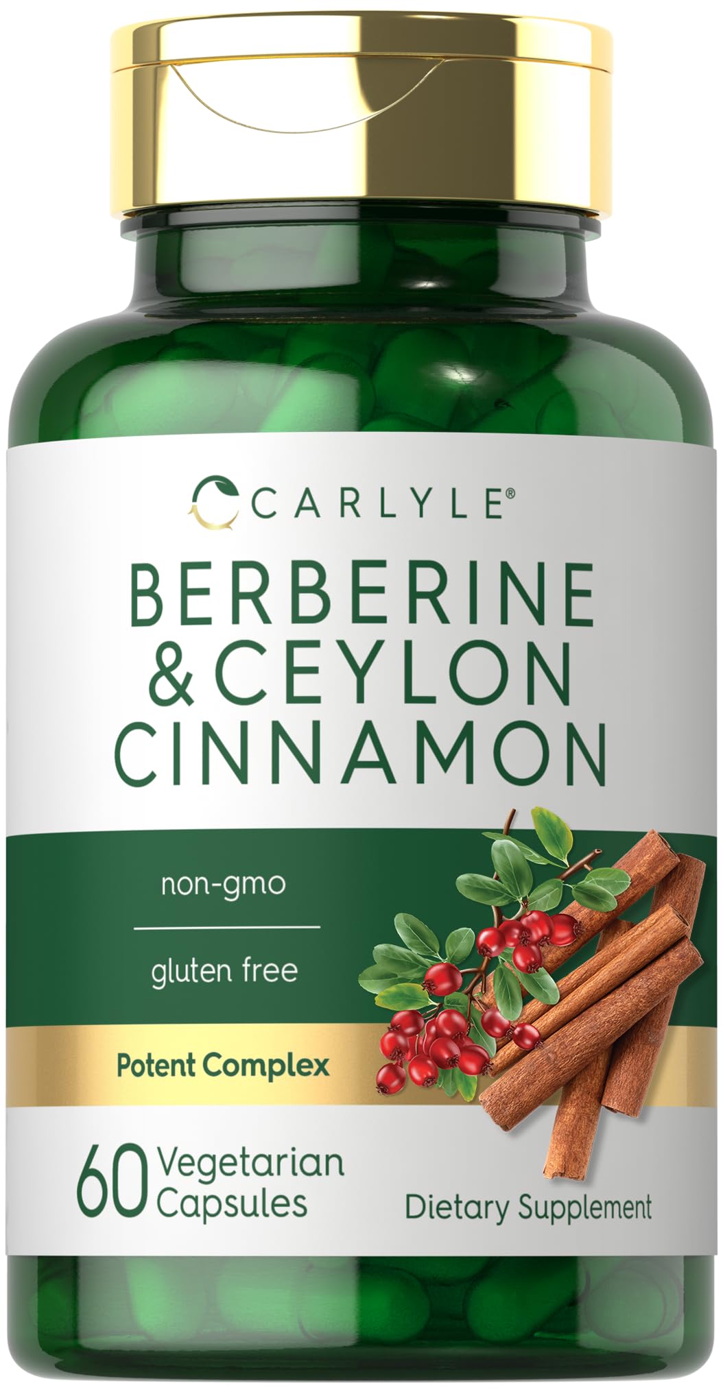 Carlyle Berberine with Ceylon Cinnamon - 2000mg Complex, 60 Capsules | Vegetarian, Non-GMO, Gluten Free