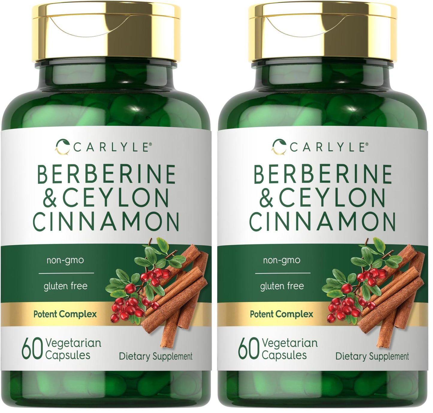 Carlyle Berberine with Ceylon Cinnamon 2000mg | 60 Capsules | Vegetarian, Non-GMO, Gluten Free (Pack of 2)