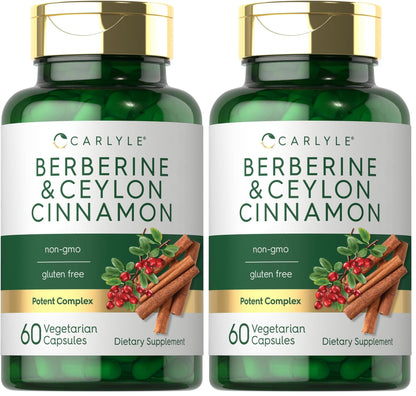 Carlyle Berberine with Ceylon Cinnamon 2000mg | 60 Capsules | Vegetarian, Non-GMO, Gluten Free (Pack of 2)