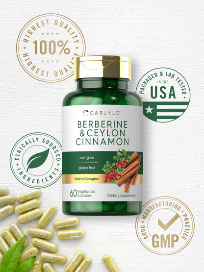 Carlyle Berberine with Ceylon Cinnamon 2000mg | 60 Capsules | Vegetarian, Non-GMO, Gluten Free (Pack of 2)