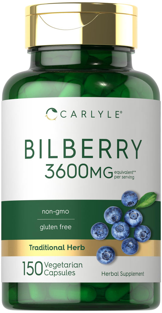 Carlyle Bilberry Extract Capsules | 3600mg, 150 Count | Vegetarian, Non-GMO, Gluten Free Fruit Supplement BritishVita | Premium UK Vitamins & Wellness Supplements