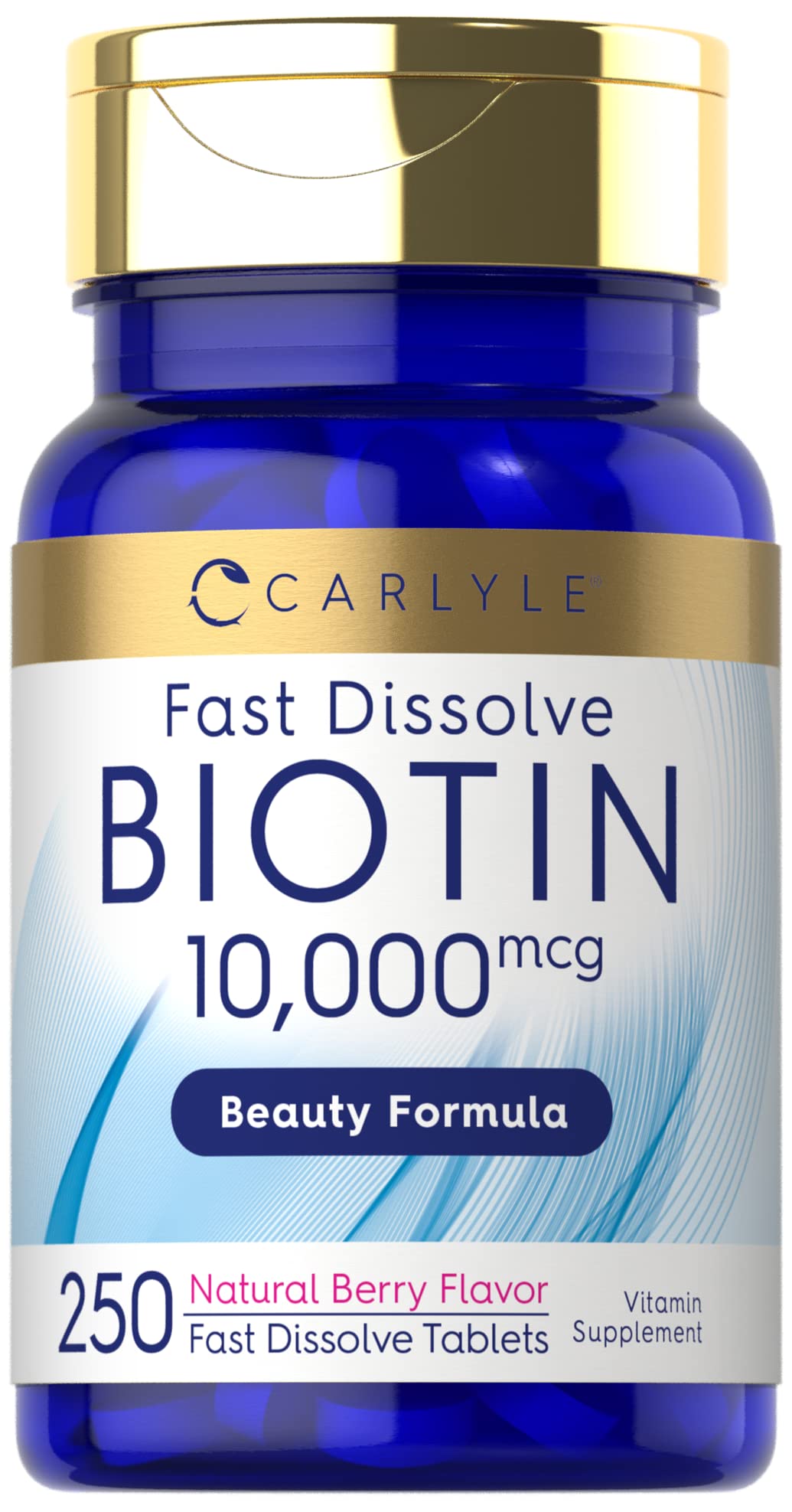 Carlyle Biotin 10000mcg | 250 Fast-Dissolve Tablets | Vegetarian, Non-GMO, Gluten Free