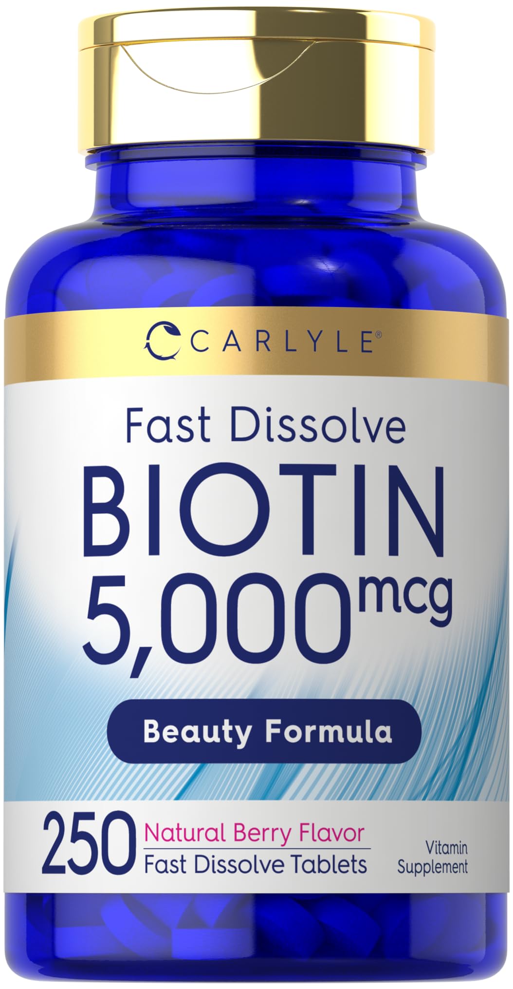 Carlyle Biotin 5000mcg – 250 Fast-Dissolve Tablets | Vegetarian, Non-GMO, Gluten Free