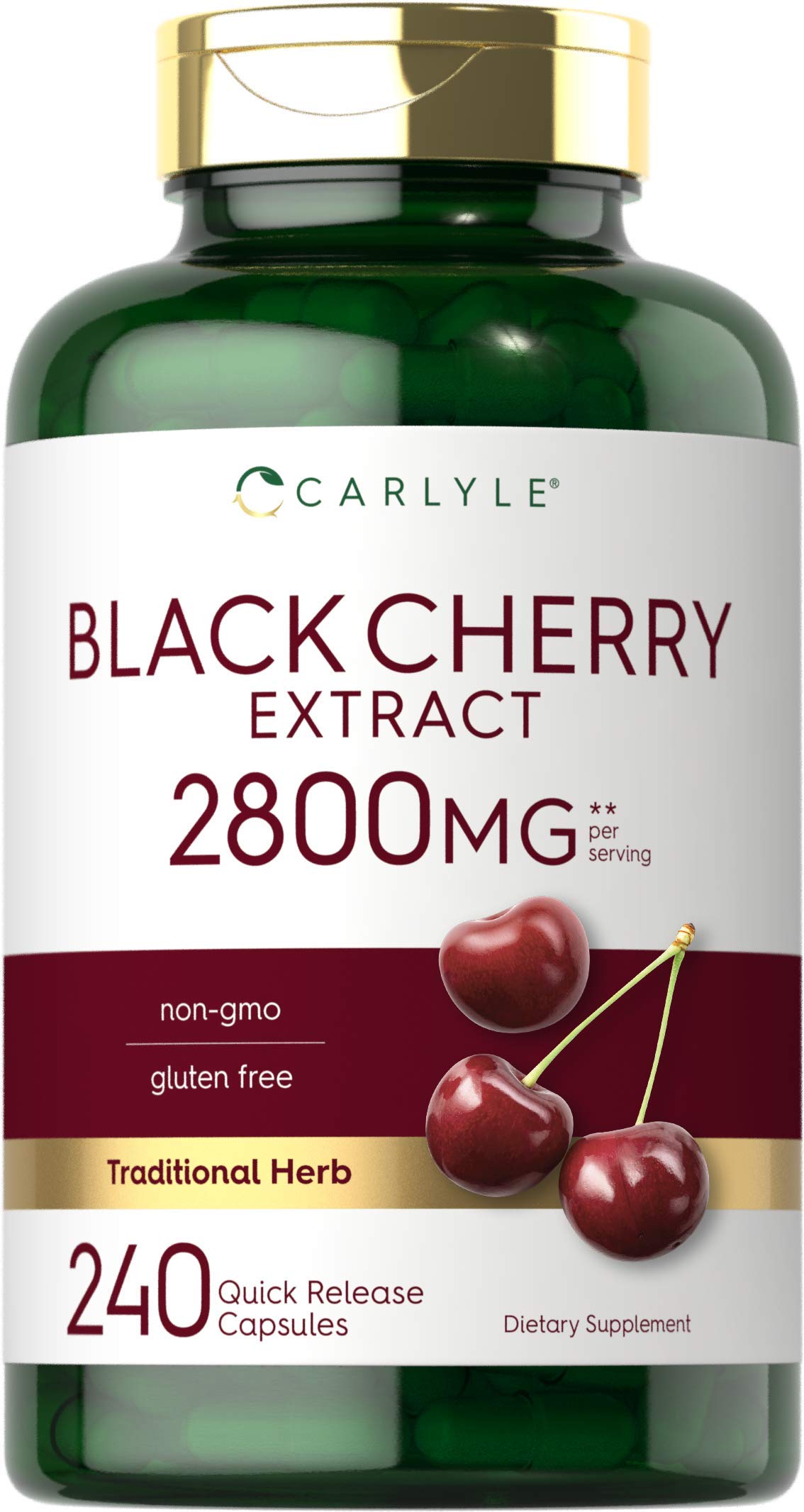 Carlyle Black Cherry Extract Concentrate 2800 mg | 240 Capsules | Non-GMO & Gluten Free Formula | Prunus Serotina Supplement