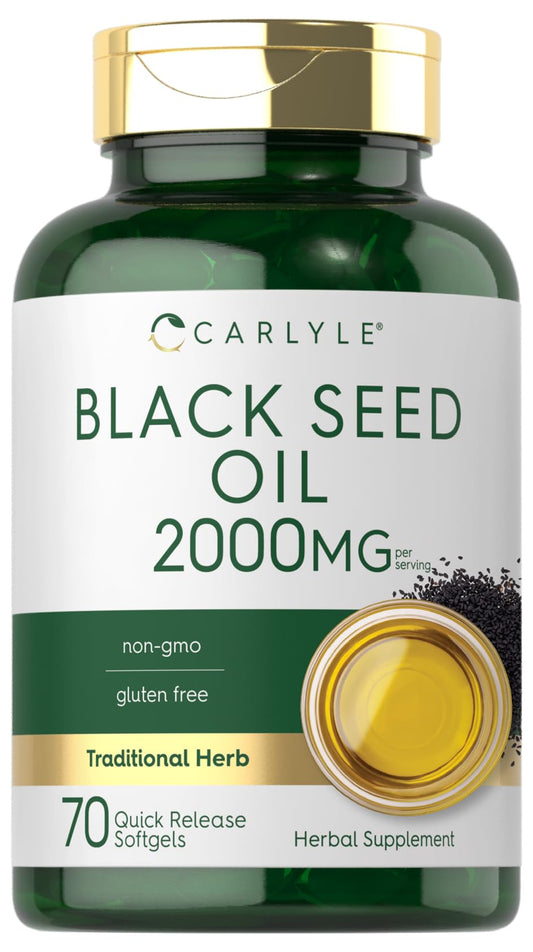 Carlyle Black Seed Oil Softgel Capsules 2000mg | 70 Softgels | Non-GMO & Gluten Free | for Women & Men BritishVita | Premium UK Vitamins & Wellness Supplements