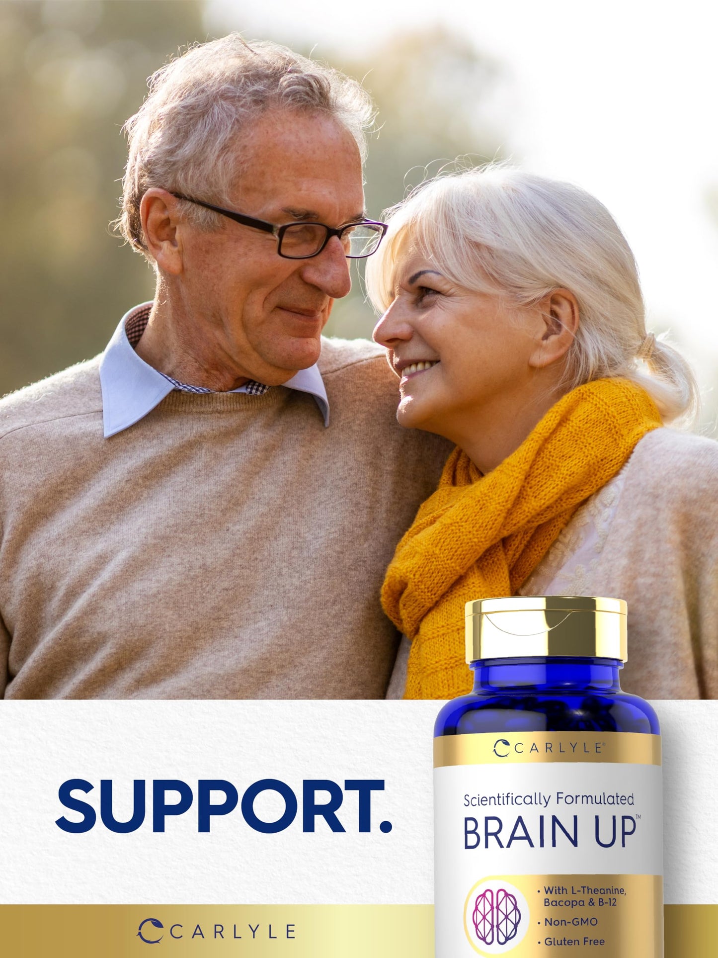 Carlyle Brain Up – 60 Softgels | L-Theanine, Bacopa & B-12 | Non-GMO, Gluten Free