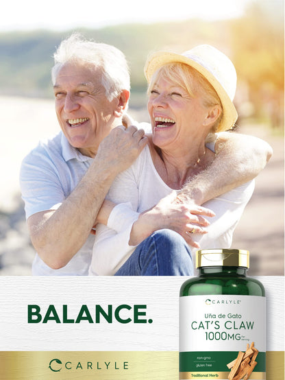 Carlyle Cat's Claw 1000mg Capsules - 180 Count | Uncaria Tomentosa | Non-GMO, Gluten Free