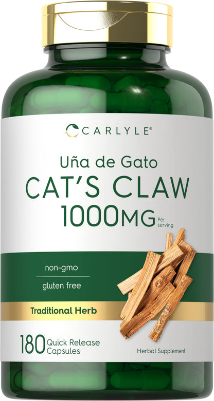 Carlyle Cat's Claw 1000mg Capsules - 180 Count | Uncaria Tomentosa | Non-GMO, Gluten Free