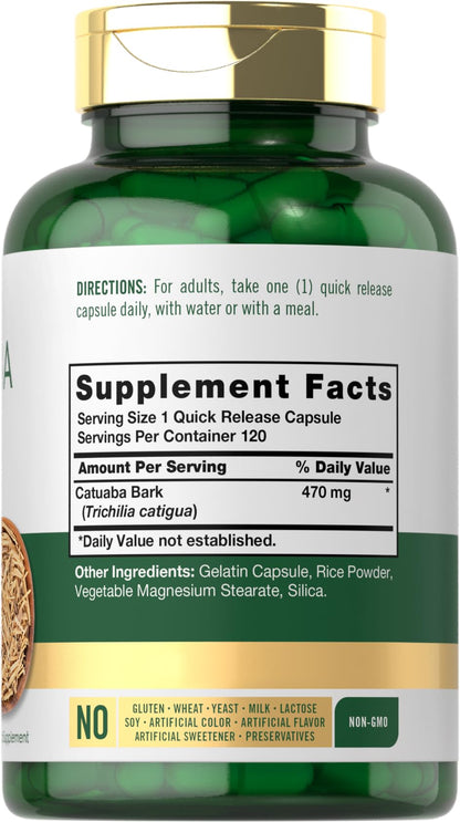 Carlyle Catuaba Bark Extract – 470mg, 120 Capsules | Non-GMO & Gluten Free