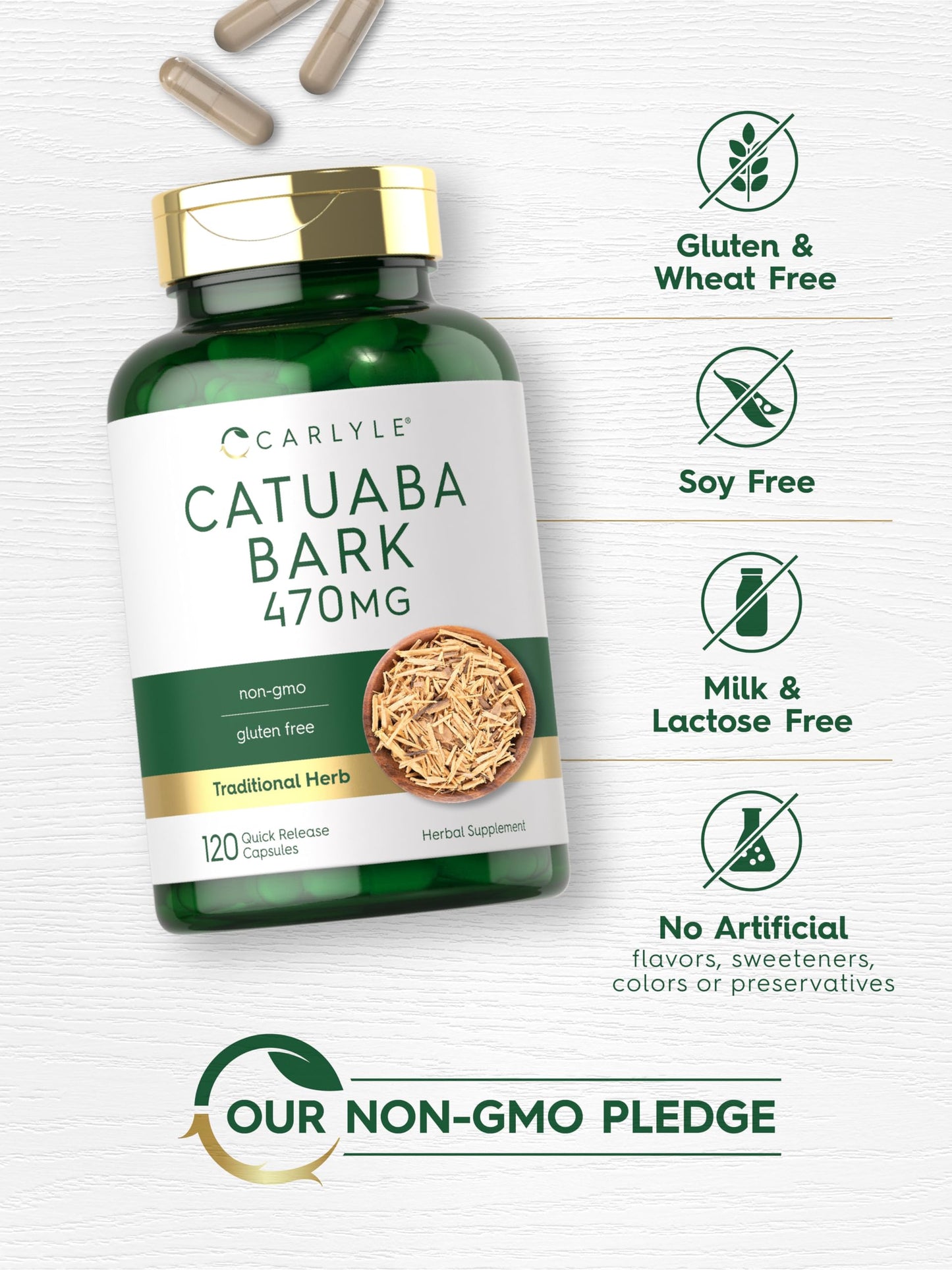 Carlyle Catuaba Bark Extract – 470mg, 120 Capsules | Non-GMO & Gluten Free