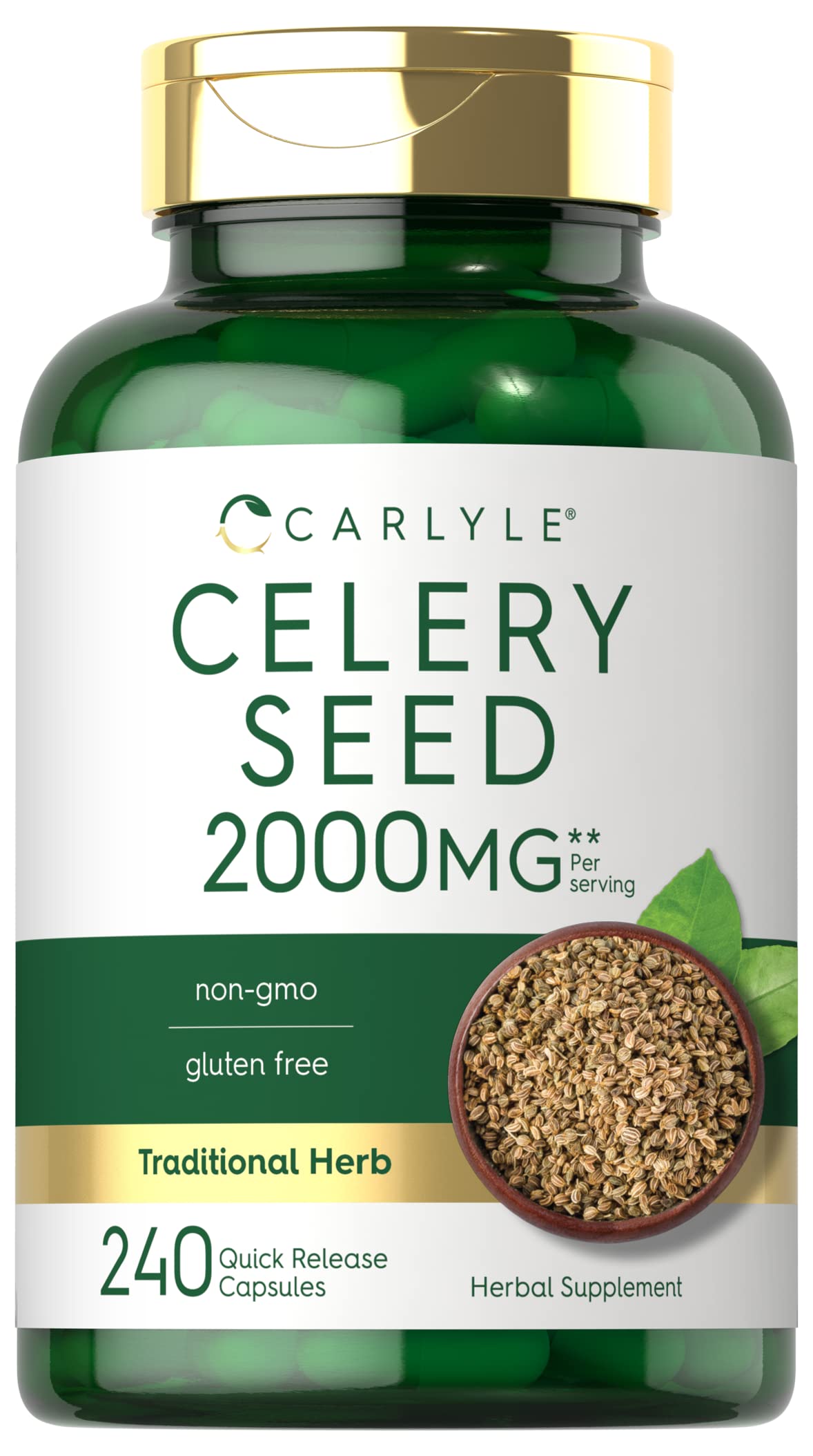 Carlyle Celery Seed Extract Capsules - 2000mg, 240 Count | Non-GMO & Gluten Free