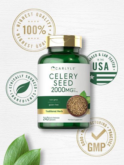 Carlyle Celery Seed Extract Capsules - 2000mg, 240 Count | Non-GMO & Gluten Free