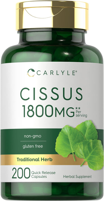 Carlyle Cissus Quadrangularis 1800mg | 200 Capsules | Non-GMO & Gluten Free