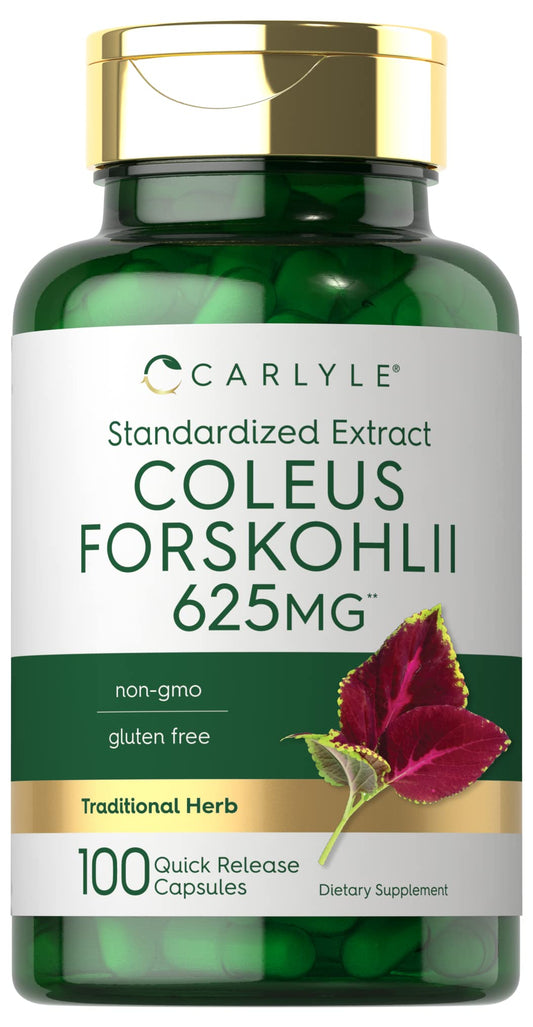 Carlyle Coleus Forskohlii Capsules | 625mg | 100 Count | Non-GMO & Gluten Free Standardized Extract | Forskolin Supplement BritishVita | Premium UK Vitamins & Wellness Supplements