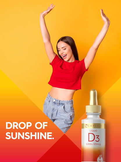 Carlyle Liquid Vitamin D3 5000 IU (125 mcg) – 2 oz | Vegetarian, Non-GMO, Gluten Free