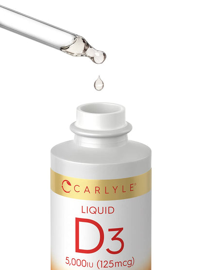 Carlyle Liquid Vitamin D3 5000 IU (125 mcg) – 2 oz | Vegetarian, Non-GMO, Gluten Free