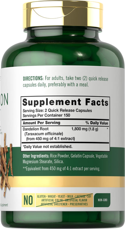 Carlyle Dandelion Root 1800mg – 300 Caps | Gluten Free & Non-GMO