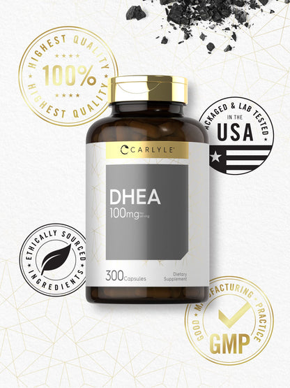 Carlyle DHEA 100mg, 300 Capsules – Non-GMO & Gluten Free (Women & Men)