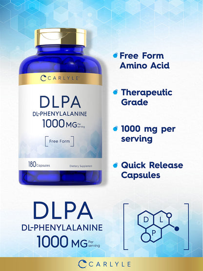 Carlyle DL-Phenylalanine 1000mg – 180 Capsules | Non-GMO & Gluten-Free DLPA Free-Form Supplement