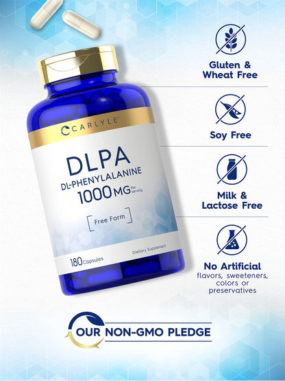 Carlyle DL-Phenylalanine 1000mg – 180 Capsules | Non-GMO & Gluten-Free DLPA Free-Form Supplement