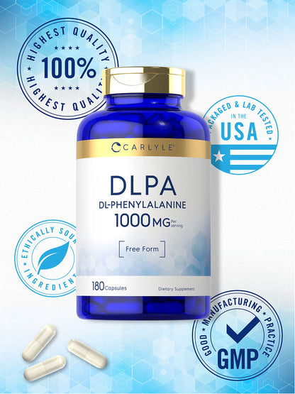 Carlyle DL-Phenylalanine 1000mg – 180 Capsules | Non-GMO & Gluten-Free DLPA Free-Form Supplement