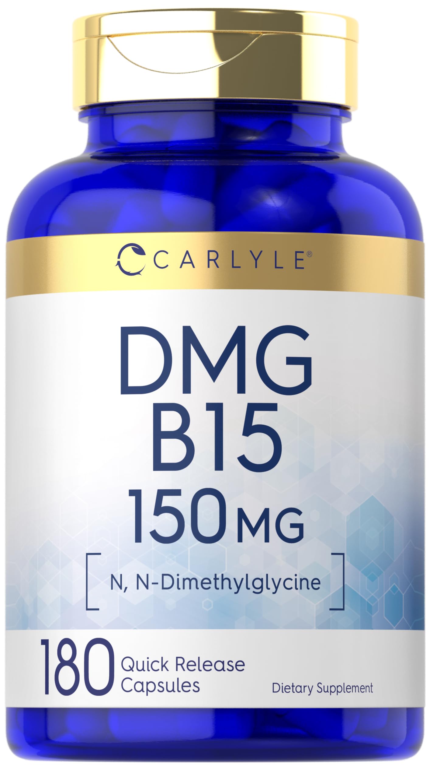Carlyle DMG Supplement - 150 mg DMG, 180 Capsules | Non-GMO Gluten Free