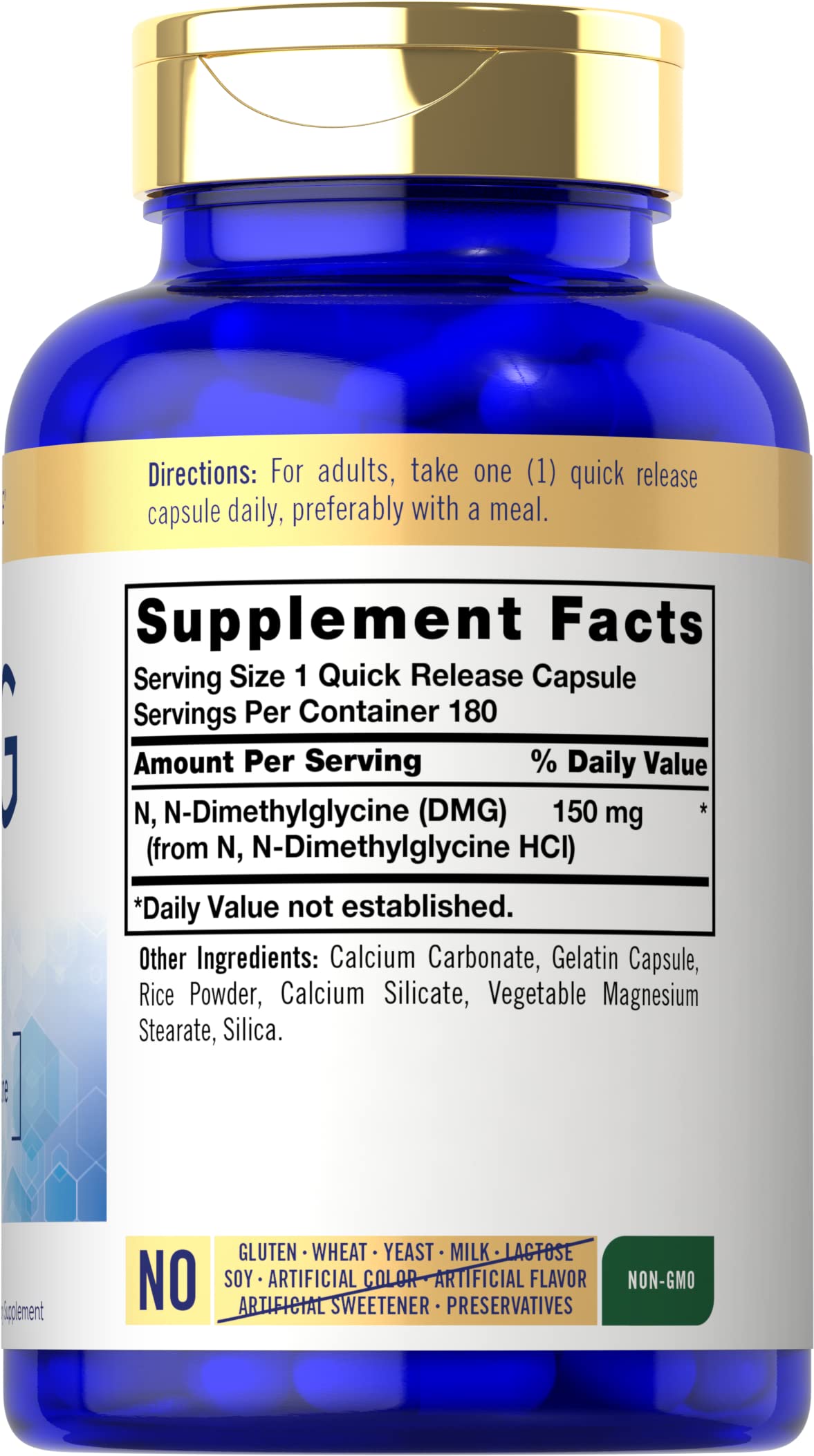 Carlyle DMG Supplement - 150 mg DMG, 180 Capsules | Non-GMO Gluten Free