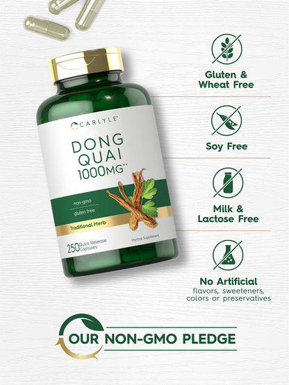 Carlyle Dong Quai Capsules 1000mg – 250 Count | Non-GMO & Gluten Free Traditional Herb