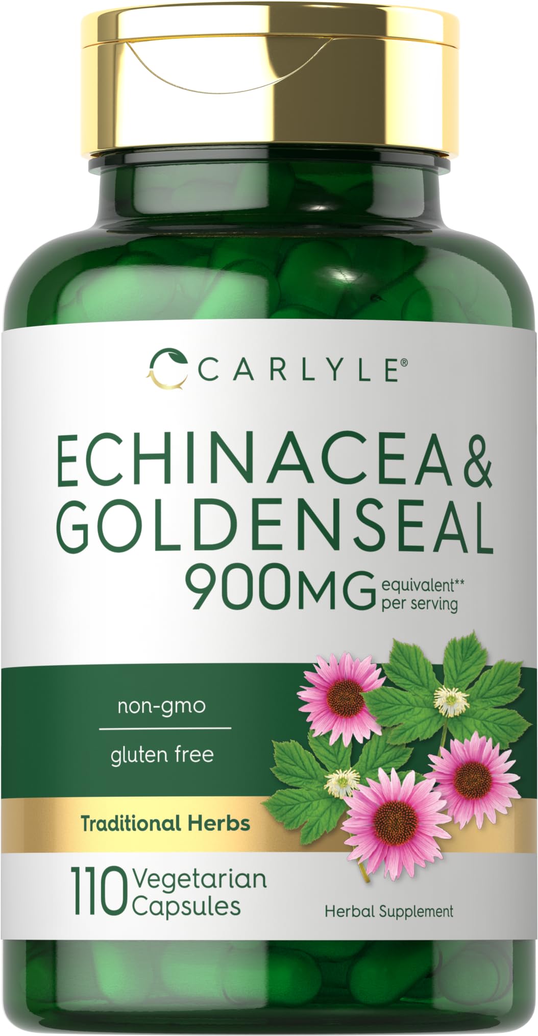 Carlyle Echinacea Goldenseal Capsules – 110 Count, 900mg | Vegetarian, Non-GMO, Gluten Free