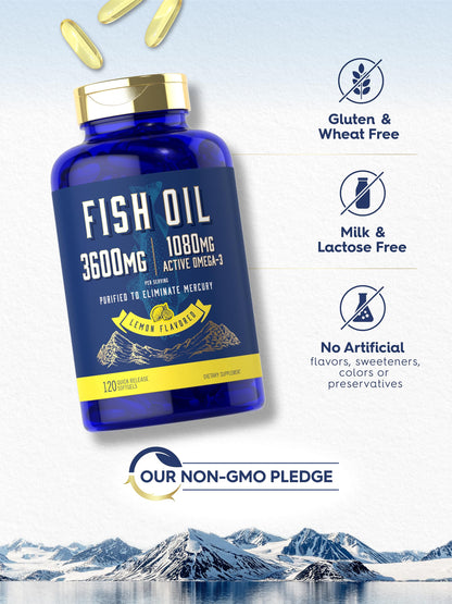 Carlyle Fish Oil 3600mg – 1080mg Omega-3, 120 Count, Non-GMO