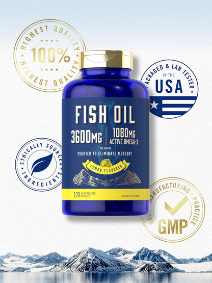 Carlyle Fish Oil 3600mg – 1080mg Omega-3, 120 Count, Non-GMO