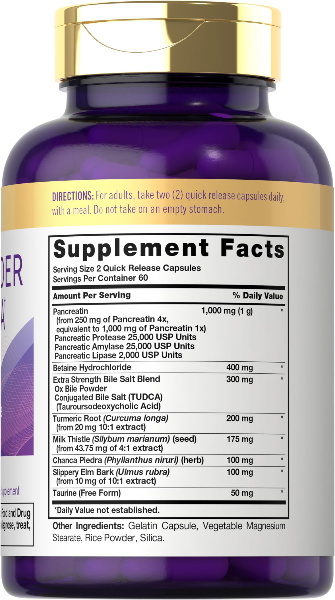 Carlyle Gallbladder Formula Supplement | 120 Capsules | Ox Bile Digestive Enzymes | Non-GMO & Gluten Free
