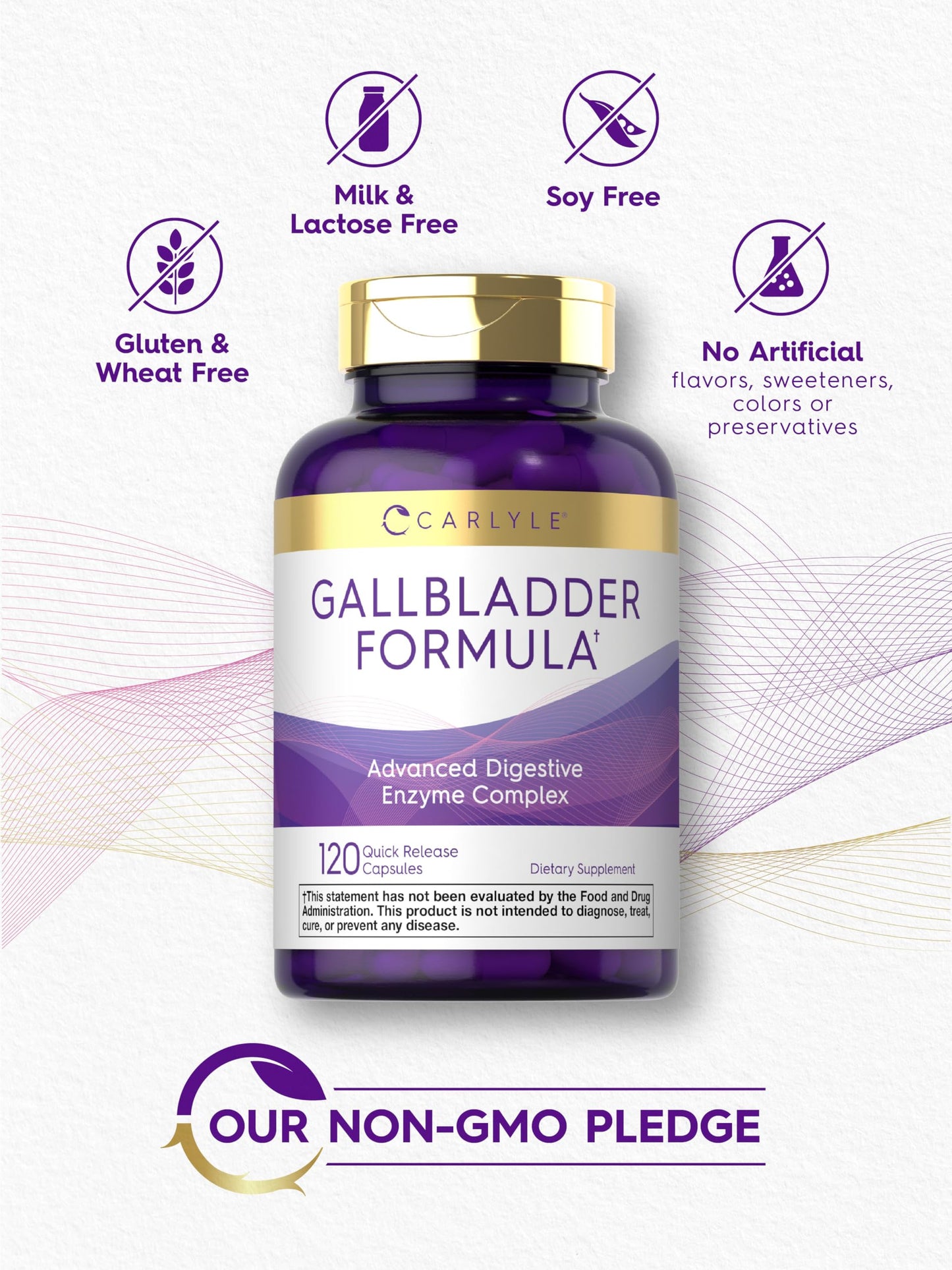 Carlyle Gallbladder Formula Supplement | 120 Capsules | Ox Bile Digestive Enzymes | Non-GMO & Gluten Free