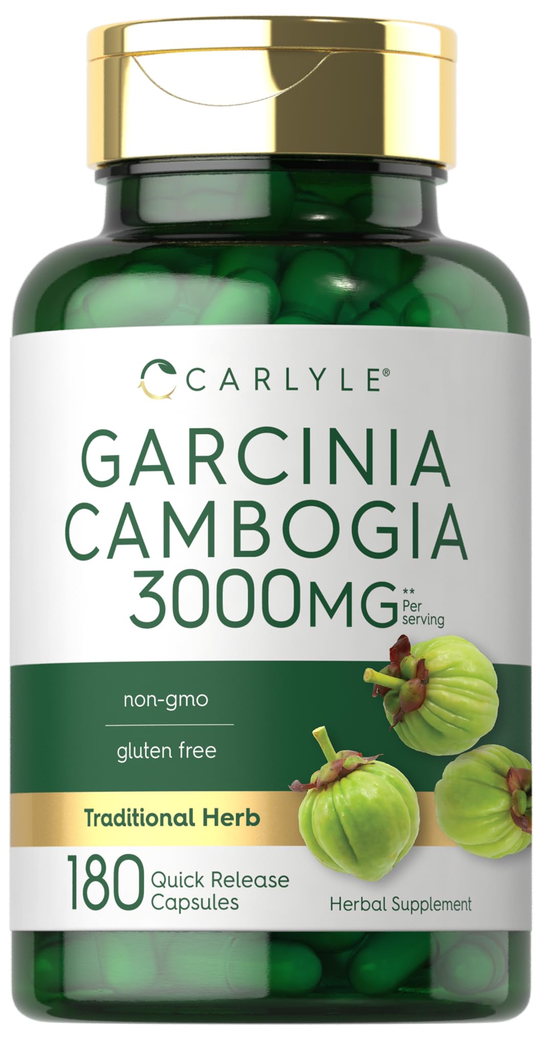 Carlyle Garcinia Cambogia Extract - 3000mg per Serving | 180 Capsules - Non-GMO & Gluten Free