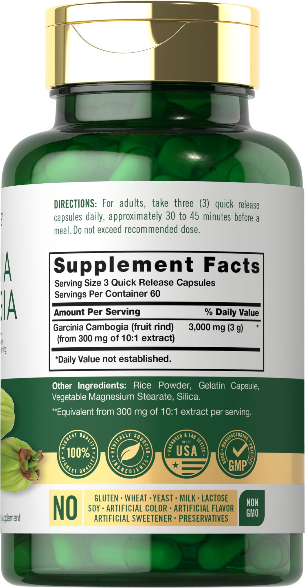 Carlyle Garcinia Cambogia Extract - 3000mg per Serving | 180 Capsules - Non-GMO & Gluten Free