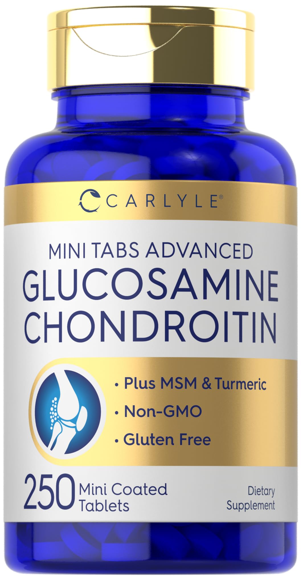 Carlyle Glucosamine Chondroitin MSM 250 Mini Tablets – Advanced Turmeric Formula