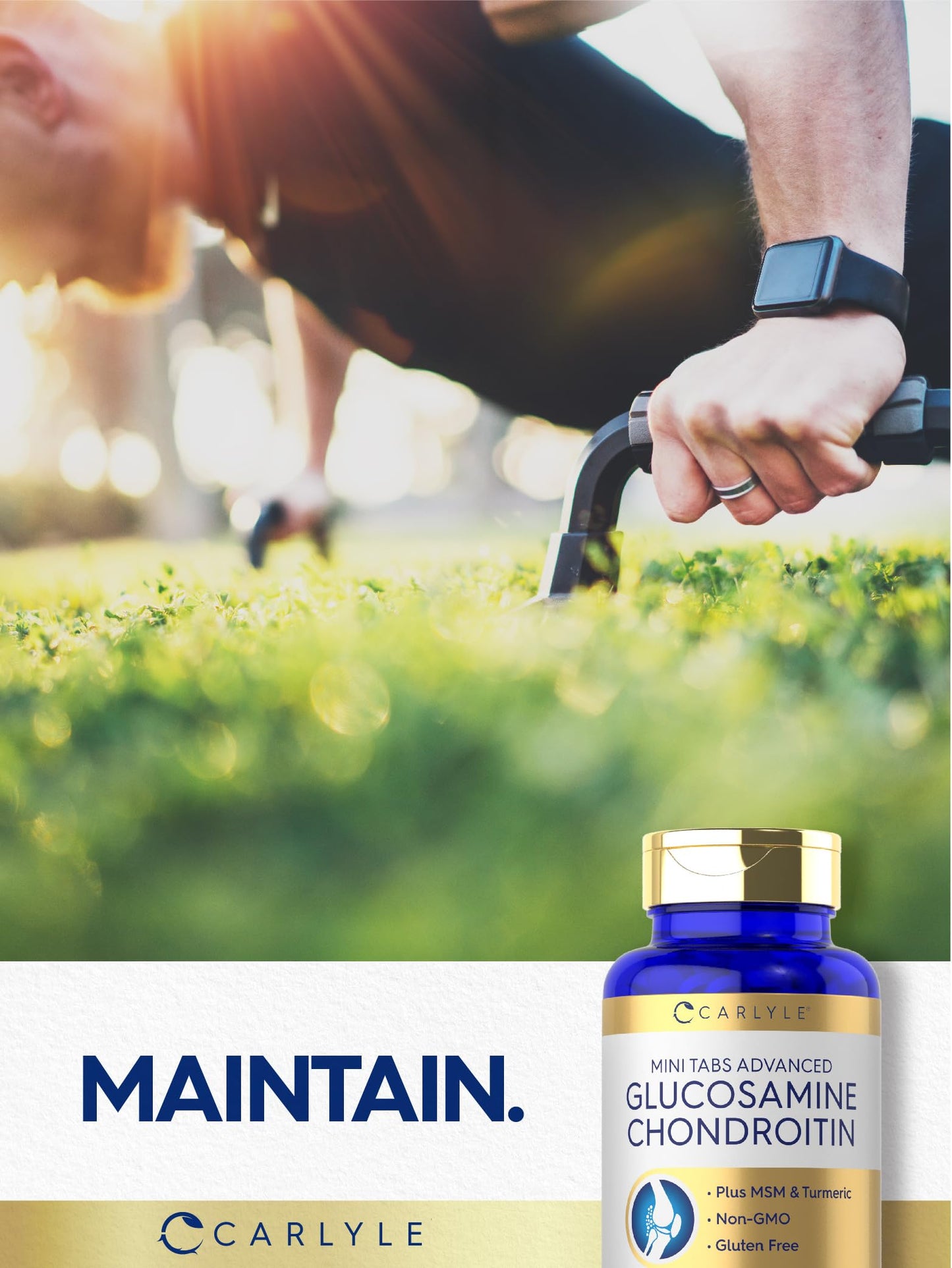 Carlyle Glucosamine Chondroitin MSM 250 Mini Tablets – Advanced Turmeric Formula