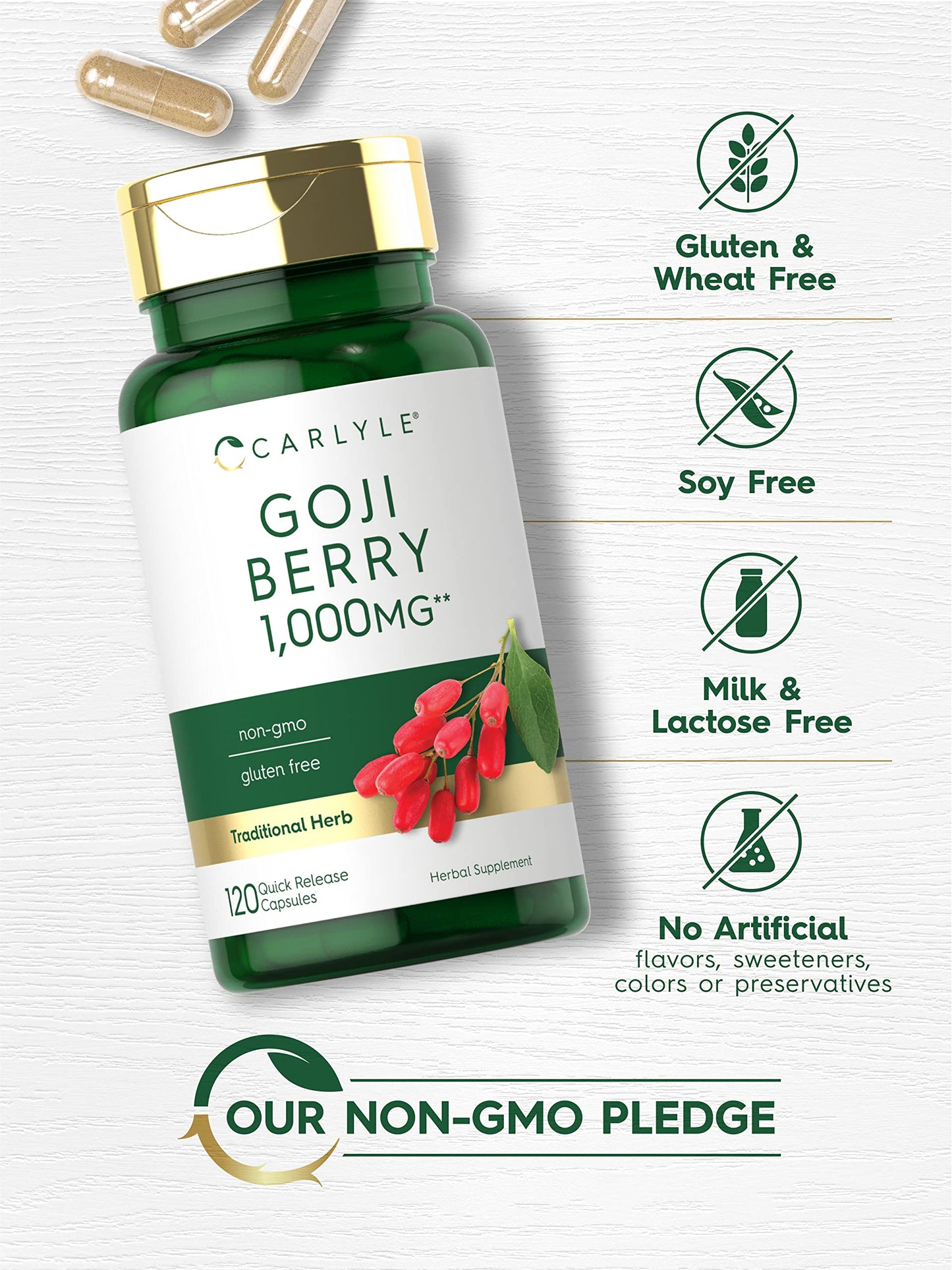 Carlyle Goji Berry 1000mg – 120 Capsules – Non-GMO, Gluten Free