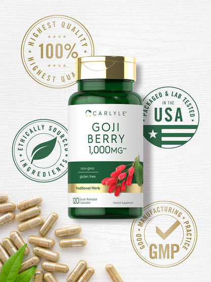 Carlyle Goji Berry 1000mg – 120 Capsules – Non-GMO, Gluten Free