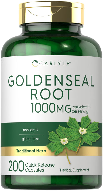 Carlyle Goldenseal Root Capsules 1000mg - 200 Count | Non-GMO & Gluten Free | Traditional Herb Supplement