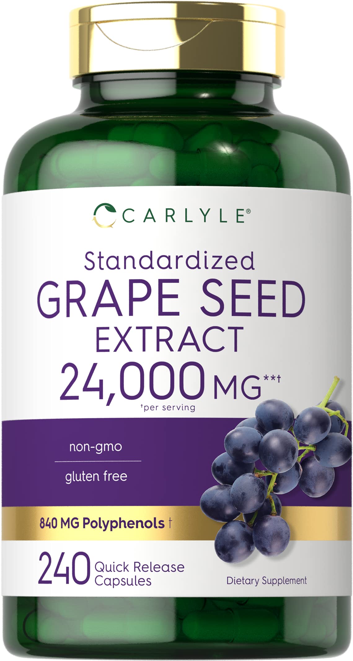 Carlyle Grape Seed Extract 24,000 mg Equivalent - 240 Capsules | Non-GMO, Gluten Free