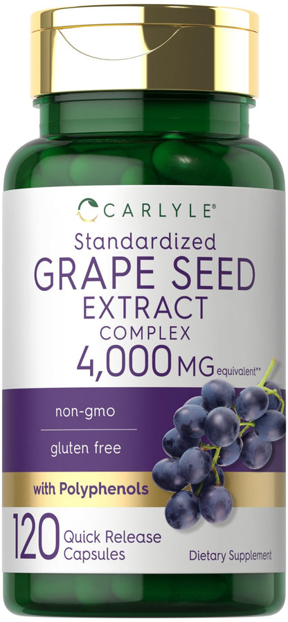 Carlyle Grape Seed Extract 4,000mg | 120 Quick Release Capsules | Polyphenol-Rich, Non-GMO & Gluten Free