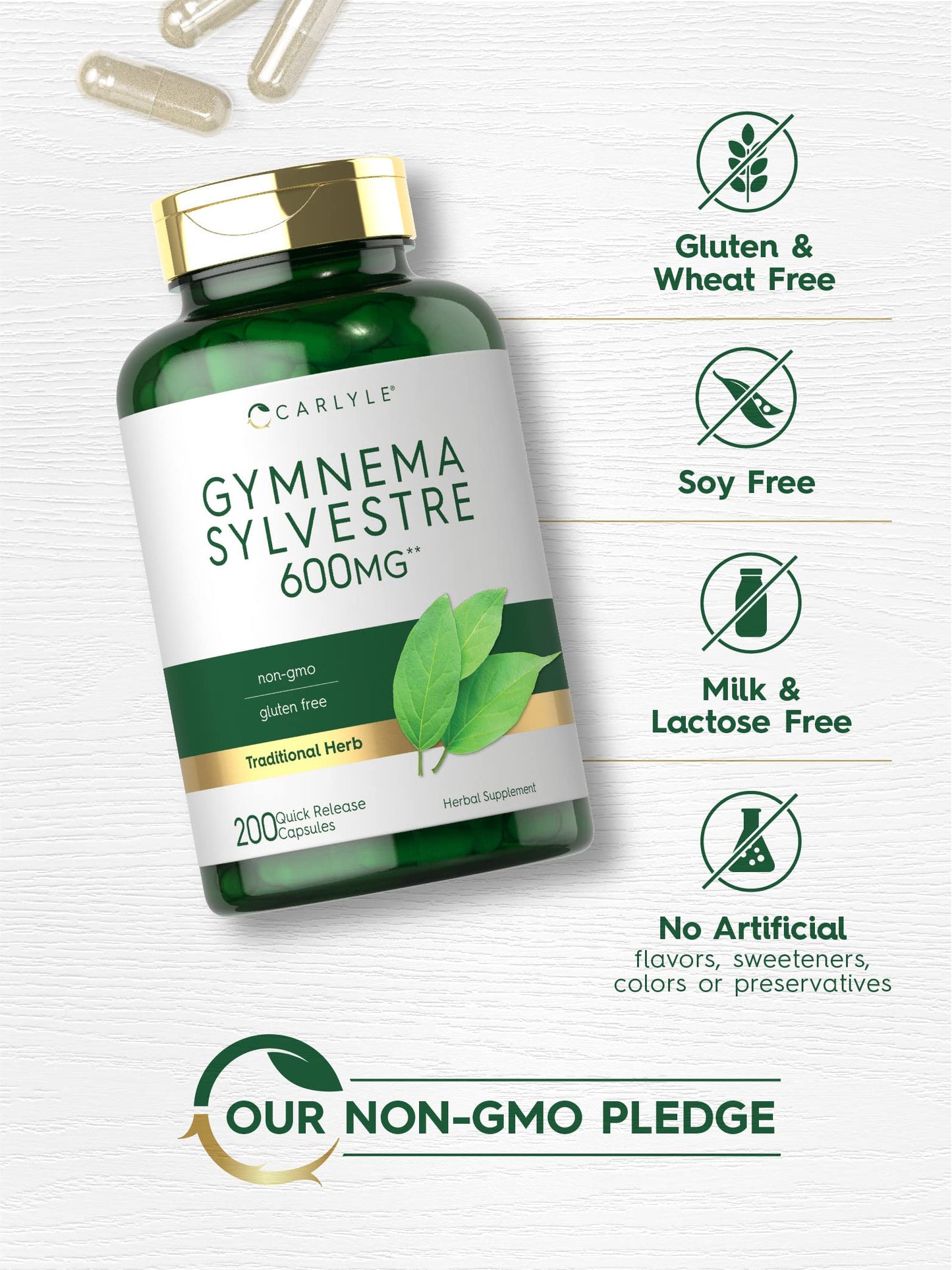 Carlyle Gymnema Sylvestre 600mg Capsules – 200 Count | Non-GMO & Gluten Free