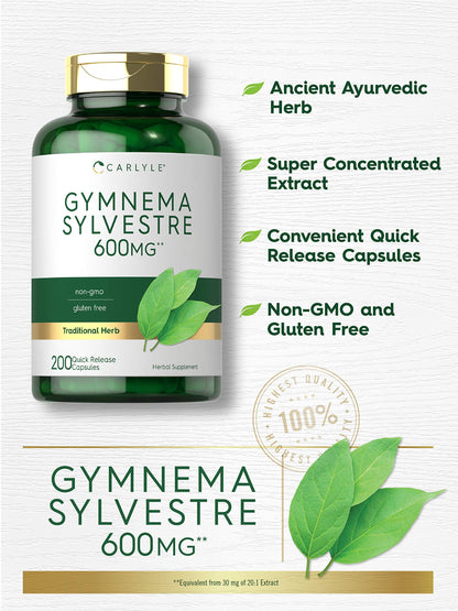 Carlyle Gymnema Sylvestre 600mg Capsules – 200 Count | Non-GMO & Gluten Free