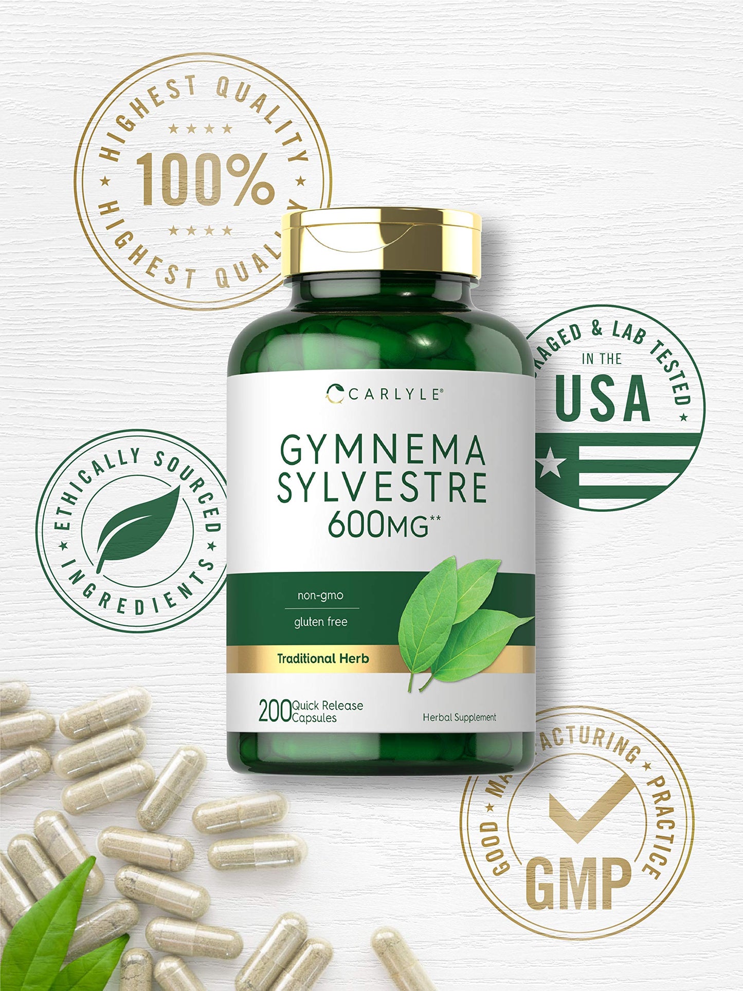 Carlyle Gymnema Sylvestre 600mg Capsules – 200 Count | Non-GMO & Gluten Free