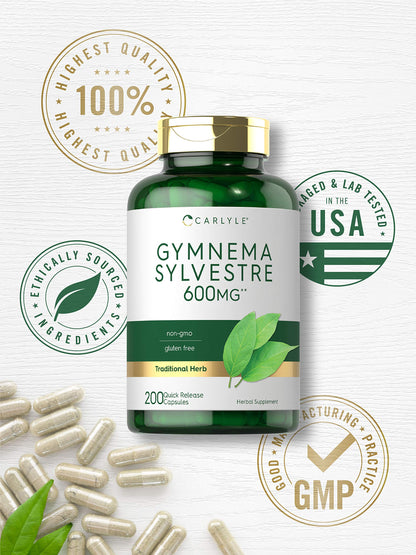 Carlyle Gymnema Sylvestre 600mg Capsules – 200 Count | Non-GMO & Gluten Free