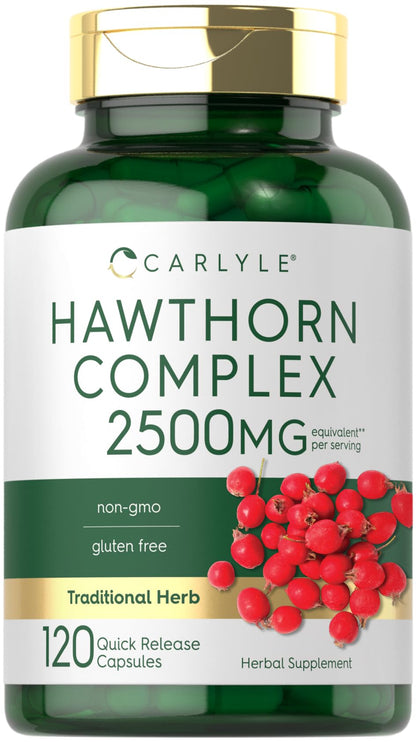 Carlyle Hawthorn Berry Complex 2500mg Capsules – 120 Count | Non-GMO & Gluten Free
